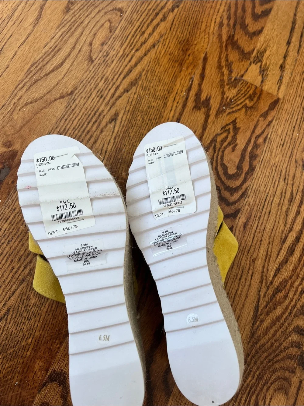 Marc Fisher Bright Yellow Espadrille Platform Slides-NWT